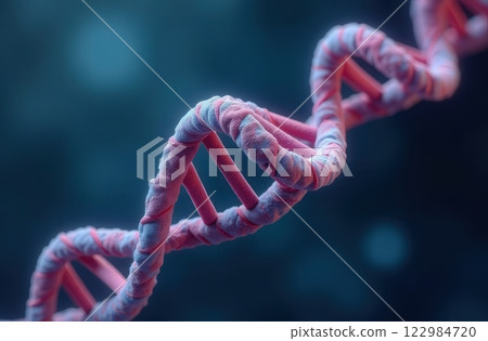 3D model of human DNA. Human DNA close up under the microscope. Abstract technology science 122984720