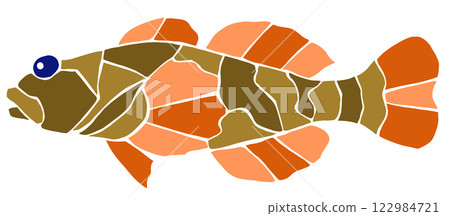 Freshwater fish sculpin mosaic style cutout illustration without seams 122984721