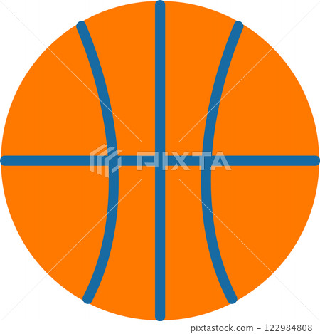 Simple vector illustration of a classic orange basketball ball with blue lines, perfect for representing basketball, sports, or competition 122984808