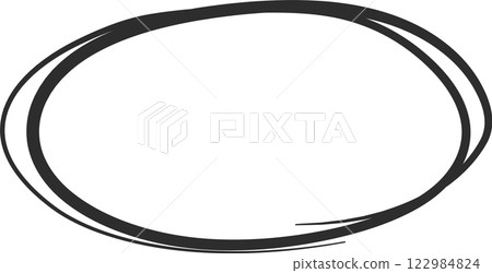 Irregular black oval shape is drawn with a felt tip pen on a white background, creating a simple yet effective way to highlight important information Irregular black oval shape is drawn with a felt tip pen on a white background, creating a simple yet effective way to highlight important information 122984824