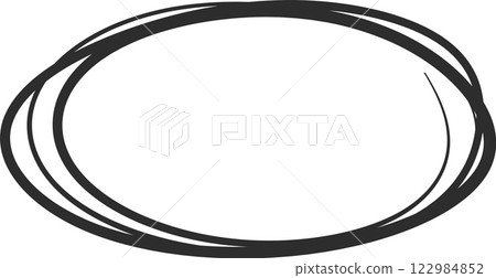 Oval shape emphasizing important information, using a hand drawn style with multiple outlines, creating a visually appealing element on white background 122984852
