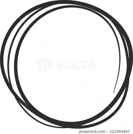 Double circular shape with an imperfect. Hand drawn style creates a frame. Perfect for highlighting information. Adding a touch of authenticity. And enhancing visual appeal in various design projects 122984867