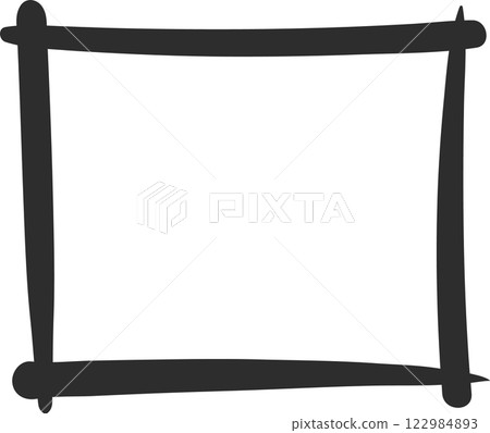 Simple, hand drawn black frame creates a rectangular border, providing a clean and minimalist design element on a white background, suitable for various graphic design applications Simple, hand drawn black frame creates a rectangular border, providing a clean and minimalist design element on a white background, suitable for various graphic design applications 122984893