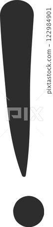 Large dark gray exclamation mark sitting prominently on a white background, conveying feelings of surprise and alarm while demanding attention and emphasizing important messages Large dark gray exclamation mark sitting prominently on a white background, conveying feelings of surprise and alarm while demanding attention and emphasizing important messages 122984901