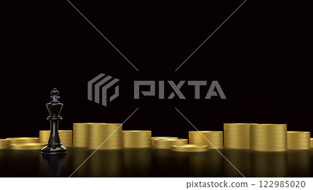 The Black king chess and coins for Business concept 3d Rendering. The Black king chess and coins for Business concept 3d Rendering. 122985020