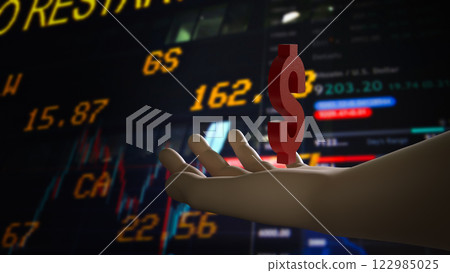 The Dollar symbol in hand for Business concept 3d Rendering. 122985025