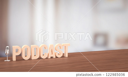 Microphone for  podcast or Radio live concept 3d Rendering. 122985036