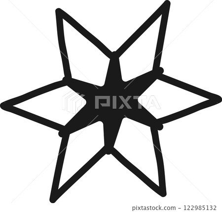 Hand drawn eight pointed star features a bold black outline and a prominent dark center, creating a captivating visual element suitable for various design applications Hand drawn eight pointed star features a bold black outline and a prominent dark center, creating a captivating visual element suitable for various design applications 122985132