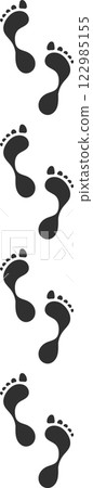 Bare human footprints creating a winding path across a white background, illustrating direction and movement while inviting thoughts of adventure and exploration 122985155