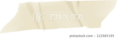 Beige adhesive tape with folds and wrinkles creating a textured surface, isolated on a clean white background, providing space for design or text 122985195