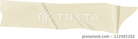 Crumpled beige adhesive tape featuring various wrinkles and folds, isolated against a clean white background, offers a realistic and textured appearance perfect for design projects Crumpled beige adhesive tape featuring various wrinkles and folds, isolated against a clean white background, offers a realistic and textured appearance perfect for design projects 122985202