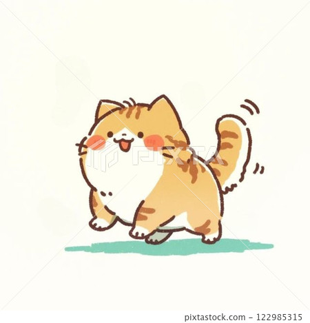 變形的胖乎乎的可愛貓咪，圖標，素材 122985315