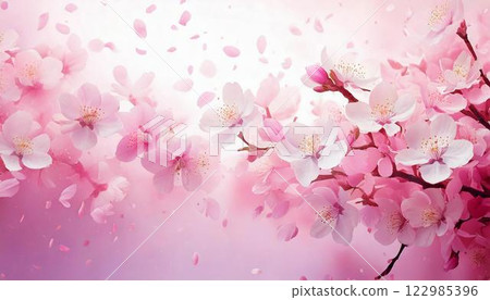 Background material with falling petals of cherry blossoms in full bloom - Admission, employment, cherry blossom viewing Background material with falling petals of cherry blossoms in full bloom - Admission, employment, cherry blossom viewing 122985396