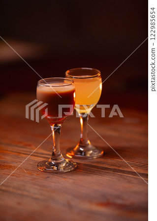 Beautiful photo of cocktail food. A bright juicy Beautiful photo of cocktail food. A bright juicy 122985654