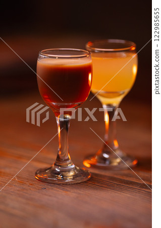 Beautiful photo of cocktail food. A bright juicy 122985655