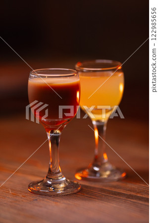 Beautiful photo of cocktail food. A bright juicy Beautiful photo of cocktail food. A bright juicy 122985656