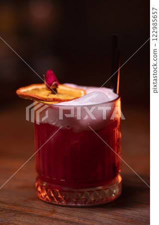 Beautiful photo of cocktail food. A bright juicy 122985657