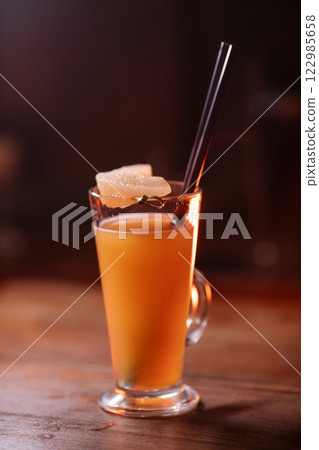 Beautiful photo of cocktail food. A bright juicy Beautiful photo of cocktail food. A bright juicy 122985658