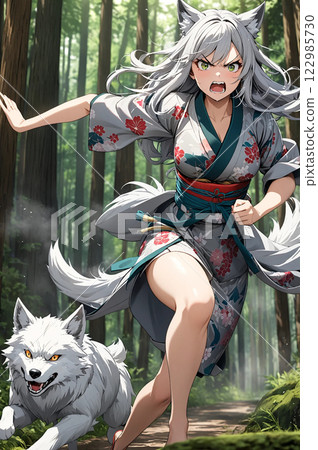 Silver-haired Wolf Girl's Furious Run 122985730