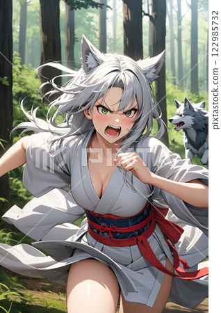 Silver-haired Wolf Girl's Furious Run 122985732