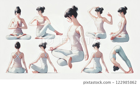Illustration set of women doing yoga poses 122985862