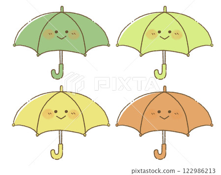 一組可愛的手繪雨傘插畫 一組可愛的手繪雨傘插畫 122986213