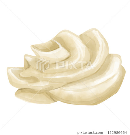 Watercolor Illustration with Vanilla Cream Rose Topping, Clipart Template for Print, Web Advertising, Textile Watercolor Illustration with Vanilla Cream Rose Topping, Clipart Template for Print, Web Advertising, Textile 122986664