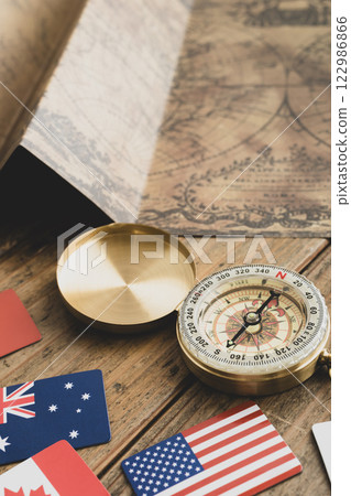 Compass and flags of the world - Travel and travel image 122986866