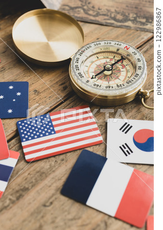 Compass and flags of the world - Travel and travel image 122986867