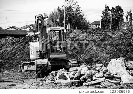 Construction site heavy equipment 122986986