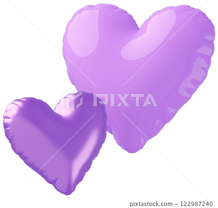 3D image_heart balloon_purple 122987240