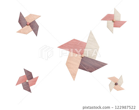 木製風車的3DCG透明背景 122987522