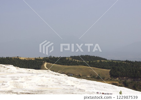 Pamukkale travertine terraces in Turkey 122987539