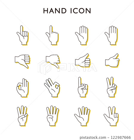 Hand sign icon finger set variation illustration vector gesture hand symbol 122987666