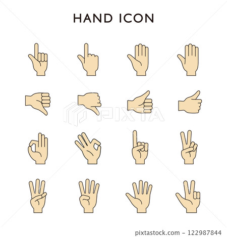 Hand sign icon finger set variation illustration vector gesture hand symbol 122987844