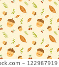 Cute autumn elements vector seamless print pattern, lovely pattern, home textile pattern, children's pattern. 122987919