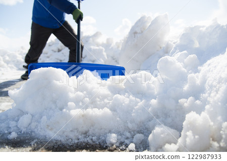 Clearing snow with a shovel Clearing snow with a shovel 122987933