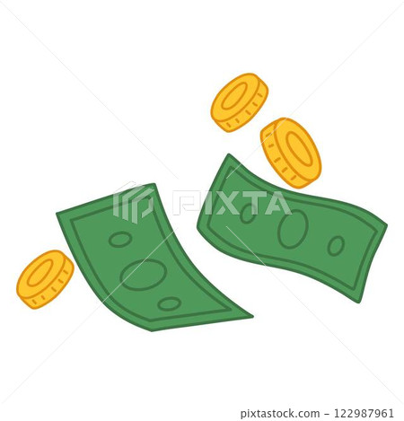 Money Banknotes and Coin financial illustration 122987961