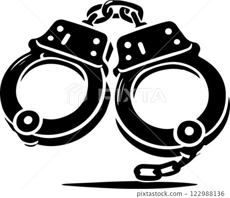 Handcuff logo silhouette vector black and white Handcuff logo silhouette vector black and white 122988136