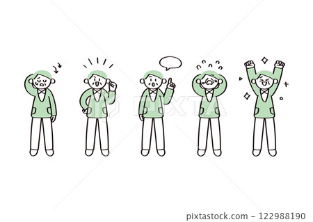 Senior man illustration set Senior man illustration set 122988190