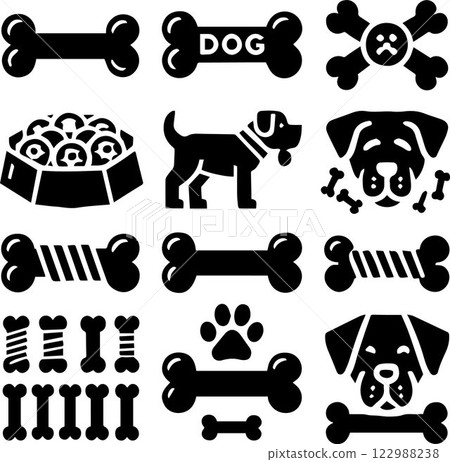 set of dog icons, Dog Bone Clipart Set, Dog Bone vector bundle, Dog bone icon set 122988238