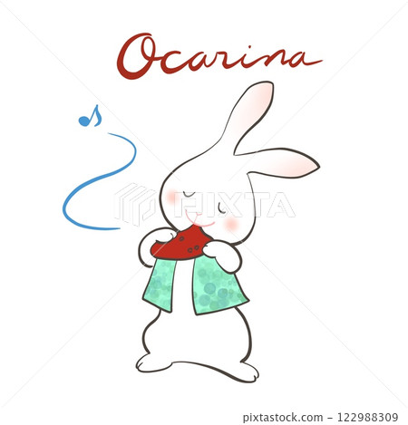 兔子高興地吹陶笛的插圖 兔子高興地吹陶笛的插圖 122988309