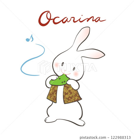 兔子高興地吹陶笛的插圖 兔子高興地吹陶笛的插圖 122988313