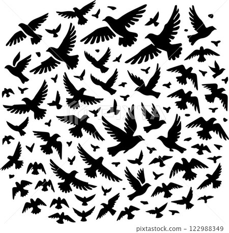 vector silhouettes of birds silhouettes, Flock of flying birds silhouette vector, Flying bird black silhouette vector set vector silhouettes of birds silhouettes, Flock of flying birds silhouette vector, Flying bird black silhouette vector set 122988349