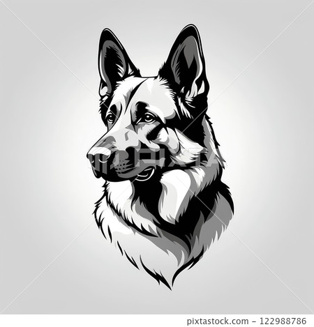 牧羊人的黑白單色插圖 牧羊人的黑白單色插圖 122988786