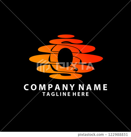 Letter O Sunset Logo Design Element 122988831