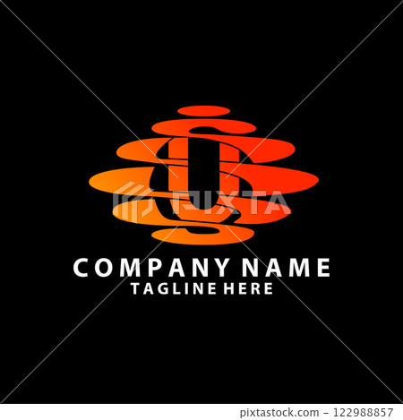 U Letter Logo Design with Water Effect and Sunset Gradient Vector Illustration. 122988857