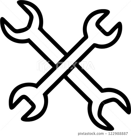 Wrench in outline icon style, Construction and repair theme. Wrench in outline icon style, Construction and repair theme. 122988887