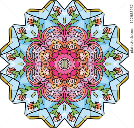 Colorful cute Mandalas. Decorative unusual round ornaments. Colorful cute Mandalas. Decorative unusual round ornaments. 122988982