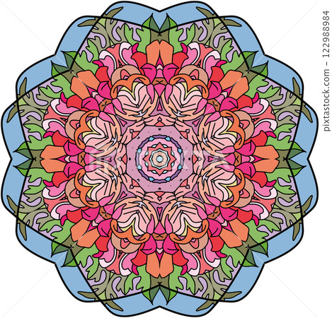 Colorful cute Mandalas. Decorative unusual round ornaments. 122988984